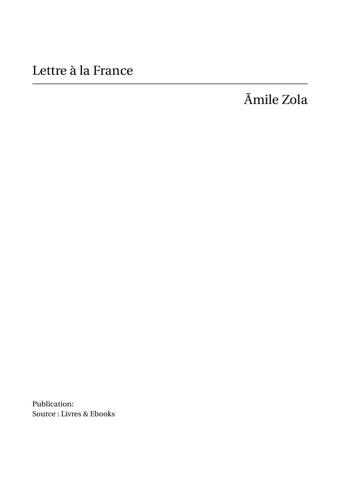 Lettre à la France